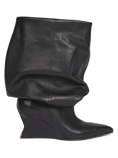 Balmain Women's 75mm Leather Ankle Boots In Black
