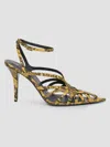 Balmain 95mm Cage Python-embossed Sandals In Yellow