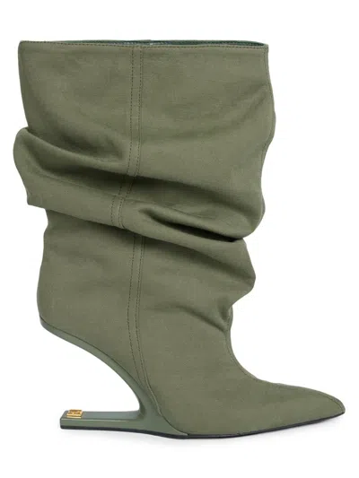 Balmain Women's 95mm Draped Sculptural Ankle Boots In Green