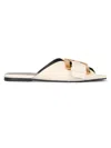 Balmain Anthem Flat Leather Sandals In White
