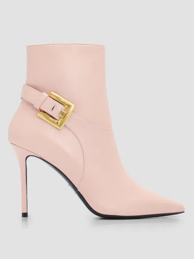 Balmain Women's Anthem 95mm Leather Ankle Boots In Pink