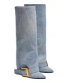 Balmain Anthem Denim Boots In Blue