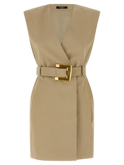 Balmain Women's Anthem Dress In Nude
