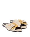 Balmain Anthem Flat Leather Sandals In Neutral