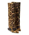 Balmain Anthem Leopard Print Leather Boots In Brown