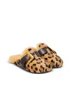 Balmain Women's Anthem Leopard Print Ponyskin Leather And Faux Fur Mules In Brown