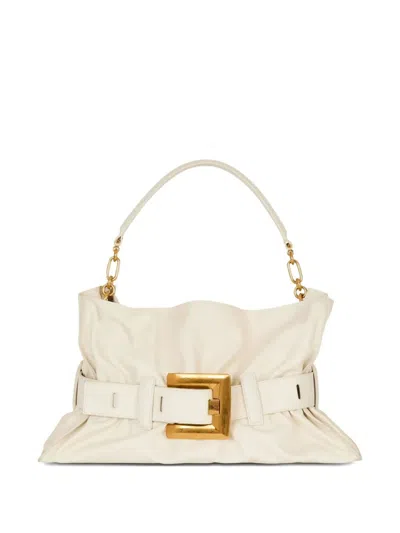 Balmain Anthem Medium Buckle Shoulder Bag In Calfskin In Multi