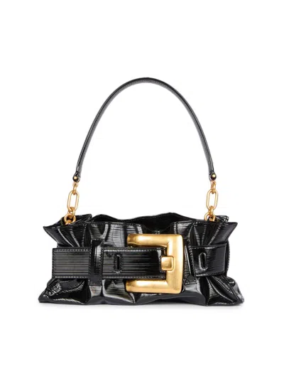 Balmain Women's Anthem Mini Leather Shoulder Bag In Black