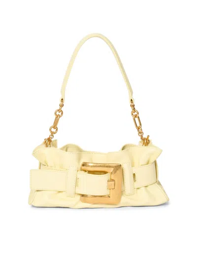 Balmain Women's Anthem Mini Leather Shoulder Bag In White
