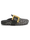 Balmain Anthem Mules In Jacquard Canvas With Pb Monogram In Black