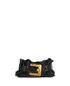 Balmain Anthem Mini Buckle Shoulder Bag In Calfskin Leather In Black