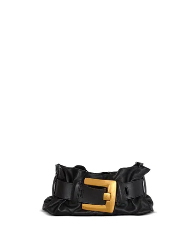 Balmain Mini Anthem Bag In Embossed Crocodile-print Calfskin In Black