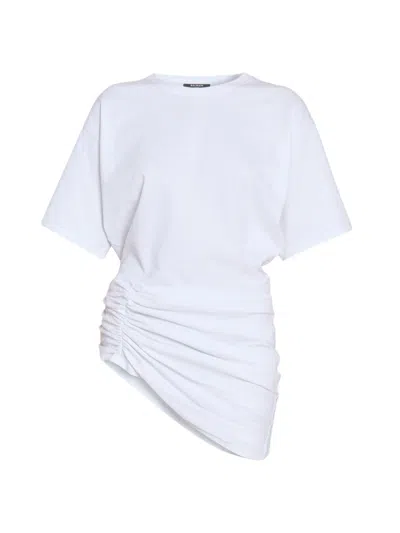 Balmain Women's Asymmetric Cotton Draped T-shirt In White