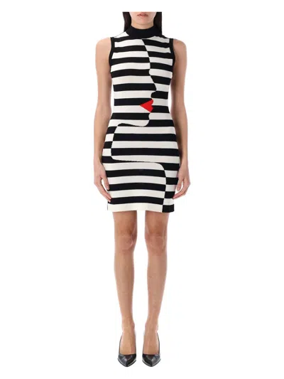 BALMAIN WOMEN'S ASYMMETRIC STRIPES MINI DRESS