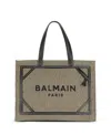 Balmain B-army 42 Canvas Tote Bag With Leather Details In Brown
