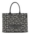 Shop Balmain Women's B-army 42 Monogram Jacquard And Leather Tote Bag In Black