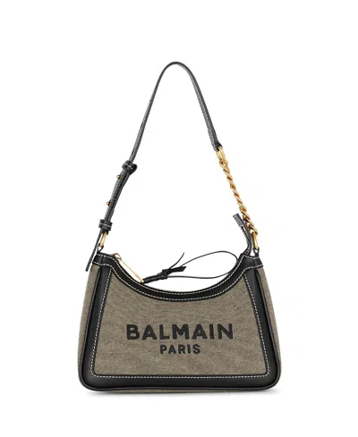 BALMAIN WOMEN'S B-ARMY CANVAS BAG WITH LEATHER INSERTS