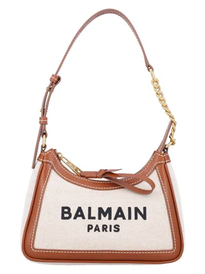 Balmain Women's B-army Shoulder Canvas Bag In Natural,brown