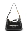 Balmain Women's B-army Handbag In Monogrammed Canvas And Leather In Black