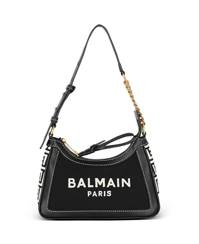 BALMAIN WOMEN'S B-ARMY HANDBAG IN MONOGRAMMED CANVAS AND LEATHER