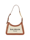 BALMAIN WOMEN'S B-ARMY LEATHER-TRIMMED CANVAS SHOULDER BAG