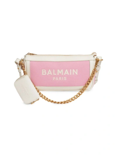 Balmain Women's B-army Logo Canvas Chain Pouch In Rose