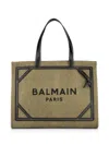 Balmain Women's B-army Medium Canvas Shopper Tote Bag In Khaki Noir