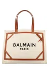 Balmain Women's B-army Medium Canvas And Leather Tote Bag In Naturel,marron