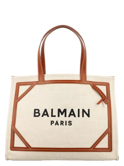 BALMAIN WOMEN'S B-ARMY MEDIUM CANVAS SHOPPING BAG