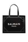 Balmain B-army Medium Shopper In Black And White Canvas And Leather In Ivoirenoir