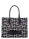 Balmain B-army Shopper 36 Bag In Pb Labyrinth Jacquard In Black,ivory