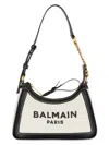 Balmain B-army Shoulder Bag In Raffia And Leather