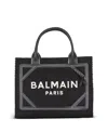 Balmain Women's B-army Tote Bag In Monogrammed Canvas And Leather In Black