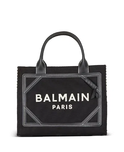 Balmain Women's B-army Tote Bag In Monogrammed Canvas And Leather In Black