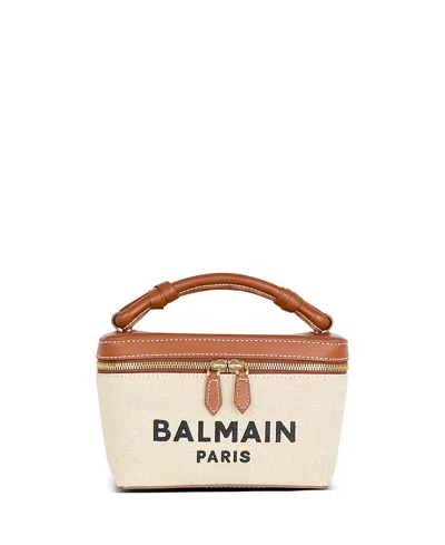 BALMAIN WOMEN'S B-ARMY VANITY CASE IN CANVAS AND LEATHER