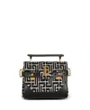 Balmain Women's B-buzz 19 Leather Bag With Jacquard Monogram In Black