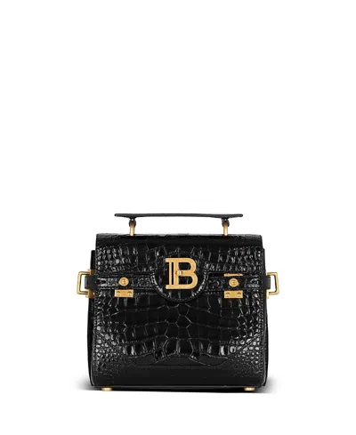 BALMAIN WOMEN'S B-BUZZ 23 BAG IN CROCODILE-PRINT LEATHER