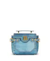 Balmain Buzz 23 Denim Cross-body Bags & Satchels In Blue