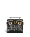 Balmain Bbuzz 23 Top-handle Bag In Monogram Jacquard In Black