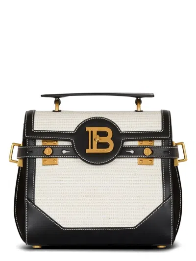 Balmain Women's B-buzz 23-raphia Canvas&calfskin