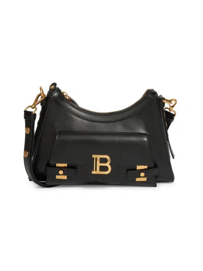 Balmain Women's B-buzz Leather Hobo Bag In Brown