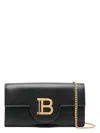 Balmain B Buzz Wallet On Chain In Calfskin Leather In Black