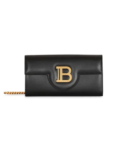 Balmain Women's B-buzz Leather Wallet-on-chain In Noir