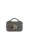 Balmain Women's B-buzz Mini Monogrammed Jacquard Bag In Black