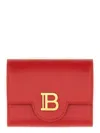 Balmain B-buzz Logo-plaque Leather Wallet In Red