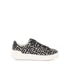 Balmain Women's B-court Monogram Jacquard Sneakers In Ivory/black