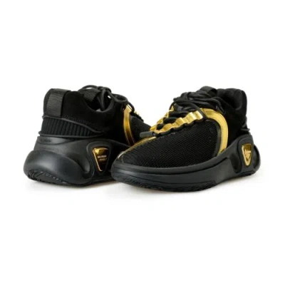Pre-owned Balmain Women's "b Runner" Black & Gold Athletic Sneakers Shoes Us 8 Eur 38
