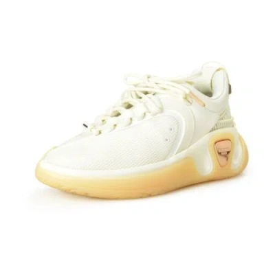 Pre-owned Balmain Women's "b Runner" Canvas & Leather Athletic Sneakers Shoes Us 7 Eur 37 In White