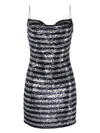 Balmain Babydoll Cowl Neck Glitter Short Dress Clothing In Blue