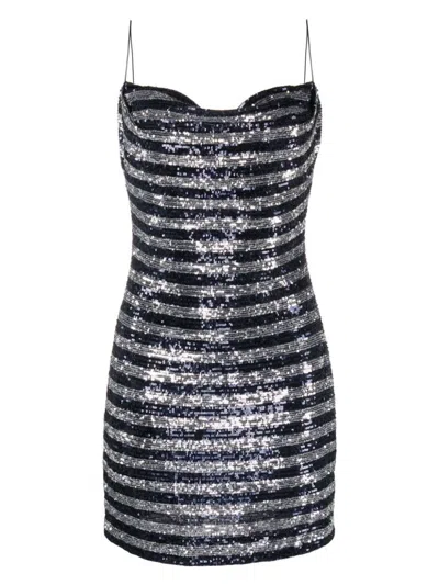 BALMAIN WOMEN'S BABYDOLL COWL NECK GLITTER SHORT DRESS